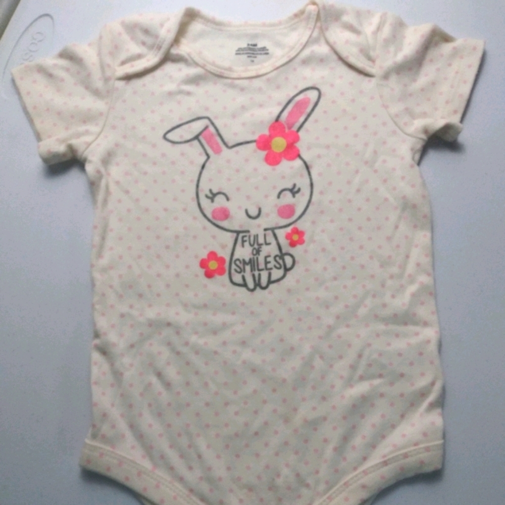 Pink polka dots with bunny bodysuit